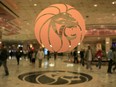 The MGM logo is seen at the main entrance of MGM Grand hotel-casino in Las Vegas on Feb. 22, 2006. (AP Photo/Jae C. Hong)