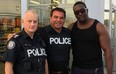 Toronto city Coun. Giorgio Mammoliti during his police ride-along Friday evening with Sgt. Paul Dominey, left, and a member of the community. (Giorgio Mammoliti photo)