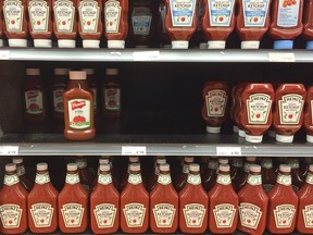 French's ketchup and Heinz ketchup on a store shelf  on Saturday March 19, 2016. (Veronica Henri/Toronto Sun)