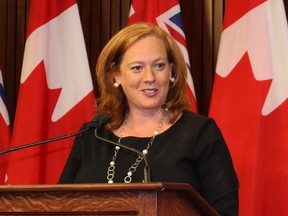 Minister of Children, Community and Social Services Lisa MacLeod speaks to media on Friday, July 6, 2018 at Queen's Park. (Antonella Artuso/Toronto Sun)