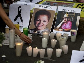 A memorial to two journalists murdered by Mexican drug cartels in May 2017. THE ASSOCIATED PRESS