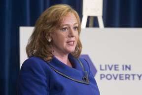 Lisa Macleod, Ontario’s Children, Community and Social Services Minister makes an announcement on welfare rates at the Ontario Legislature in Toronto on Tuesday July 31, 2018. (Chris Young/THE CANADIAN PRESS)