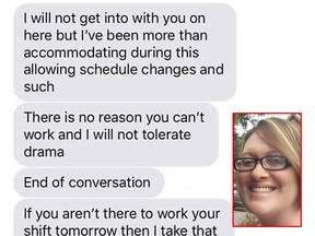 The manager of a P.S. Food Mart in Michigan has been fired after sending cold texts to Crystal Fisher, who wanted time off to take care of her ailing son. (Facebook)