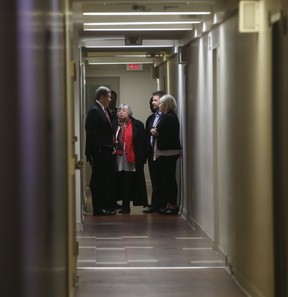Toronto mayor John Tory and provincial NDP leader Andrea Horwath visits a TCHC building at 375 Bleecker St. in May 2017 (Jack Boland/Toronto Sun)