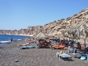 Beaches such as Vlychada, on Santorini’s south coast, show off the island’s dramatic terrain formed by thousands of years of volcanic activity. ROSIE LEUTZINGER/SPECIAL TO POSTMEDIA NETWORK