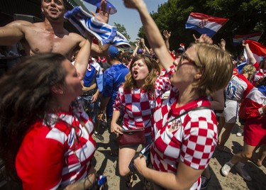 Croatian fans show their support for their team following the loss to France after watching the World Cup Final on the big screen at Croatian Parish Park in Mississauga, Ont. on Sunday July 15, 2018. Ernest Doroszuk/Toronto Sun/Postmedia
