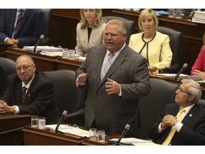 Monday morning session at the Ontario Legislature as Conservative premier Doug Ford  speaks about the downsizing of Toronto city council on Monday July 30, 2018. Jack Boland/Toronto Sun/Postmedia Network