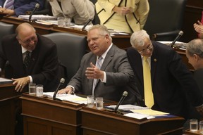 Monday morning session at the Ontario Legislature as Conservative premier Doug Ford speaks of plans to downsize Toronto City Council. (Jack Boland/Toronto Sun)