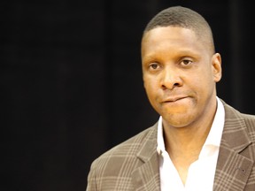 Raptors president Masai Ujiri talks to the media on Friday. Dave Abel/Toronto Sun