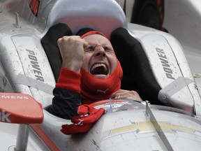Will Power celebrates winning the Indianapolis 500 earlier this year.(AP PHOTO)