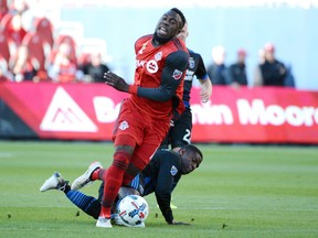 Toronto FC's Jozy Altidore will miss out on Saturday's game in San Jose due to suspension. (THE CANADIAN PRESS)