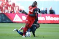 Toronto FC's Jozy Altidore will miss out on Saturday's game in San Jose due to suspension. (THE CANADIAN PRESS)