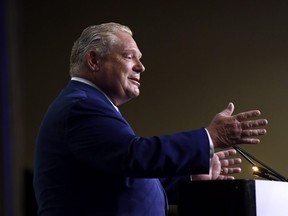 Ontario Premier Doug Ford speaks at the Association of Municipalities of Ontario in Ottawa on Monday, Aug. 20, 2018. (Justin Tang/The Canadian Press)