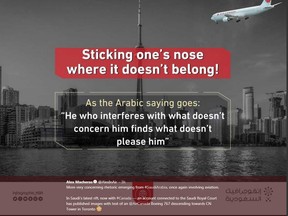 A tweet that appeared while the dispute between Canada and Saudi Arabia developed. (TWITTER)