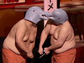 NBC abruptly cut from the announcement of John McCain's death to a clip of two men kissing in dolphin masks from America's Got Talent. (YouTube/Talent Recap)