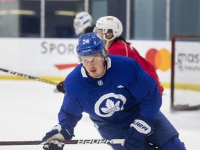 Kasperi Kapanen takes part in a Maple Leafs summer skate at the MasterCard Centre on Wednesday. (Ernest Doroszuk/Toronto Sun)