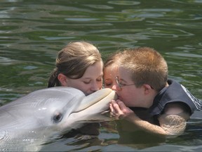 children with dolphins at the Island Dolphin Care centre in Key Largo - photo courtesy of Island Dolphin Care