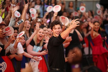 Shawn Mendes at the 2018 iHeartRadio MMVA awards in Toronto, Ont. on Sunday August 26, 2018.