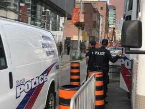 Toronto Police at the scene of a fatal shooting at Adelaide and Parliament Sts. (Ernest Doroszuk, Toronto Sun)