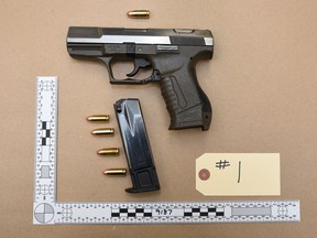 A Smith and Wesson 9-mm pistol with ammunition that were seized after a man was shot in St. James Town on Aug. 14, 2018.