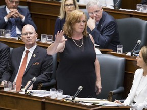 Lisa Macleod, Ontario's Children, Community and Social Services Minister, speaks during Question Period at the Ontario Legislature in Toronto on Wednesday, August 1, 2018.THE CANADIAN PRESS/Chris Young