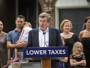 Toronto Mayor John Tory addresses media in front of a home near Rouge Park at Scarborough in Toronto, Ont. on Wednesday August 1, 2018. Ernest Doroszuk/Toronto Sun/Postmedia