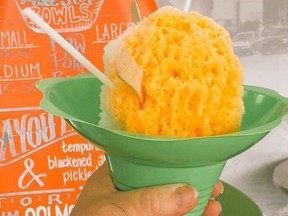 Even a small serving of shave ice topped with fuzzy orange syrup is pretty enormous at Hawaii’s Favorite Kitchens. ROBIN ROBINSON/POSTMEDIA NETWORK