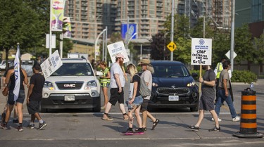 Locked out stagehands with IATSE Local 58, picket an entrance to Exhibition Place in Toronto, Ont. on Wednesday August 15, 2018. Ernest Doroszuk/Toronto Sun/Postmedia