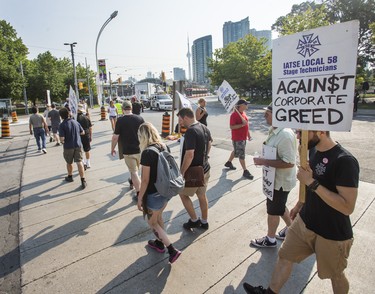 Locked out stagehands with IATSE Local 58, picket an entrance to Exhibition Place in Toronto, Ont. on Wednesday August 15, 2018. Ernest Doroszuk/Toronto Sun/Postmedia