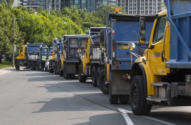 One of many heavy City of Toronto trucks blocking a exit leading to Exhibition for the WarriorsÕ Day Parade at the CNE in Toronto, Ont. on Saturday August 18, 2018. Ernest Doroszuk/Toronto Sun/Postmedia