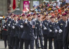 Toronto Police Military Veterans Association during the Warriors Day Parade at the CNE in Toronto, Ont. on Saturday, Aug. 18, 2018.