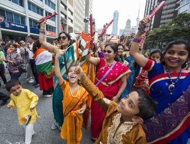 Dancers in the India Day Festival and Grand Parade along University Ave. in Toronto, Ont. on Sunday August 19, 2018. Ernest Doroszuk/Toronto Sun/Postmedia