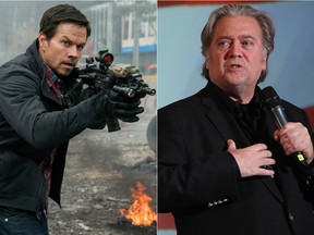 Mark Wahlberg in a scene from "Mile 22 and Steve Bannon. (AP files)