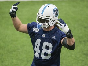 Argonauts' Bear Woods could return to the lineup as early as Friday in Montreal. (ERNEST DOROSZUK/TORONTO SUN)