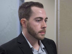 Christopher Garnier arrives at Nova Supreme Court in Halifax on Tuesday, Nov. 21, 2017. A Halifax man convicted of strangling an off-duty police officer and using a compost bin to dispose of her body is receiving treatment in prison for post-traumatic stress disorder, which is being paid for by Veterans Affairs Canada.