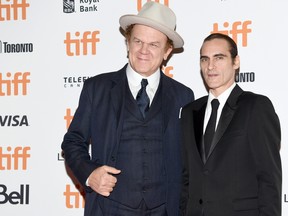 John C. Reilly, left, and Joaquin Phoenix attend the "The Sisters Brothers" premiere during 2018 Toronto International Film Festival at Princess of Wales Theatre on September 8, 2018 in Toronto.  (Emma McIntyre/Getty Images)