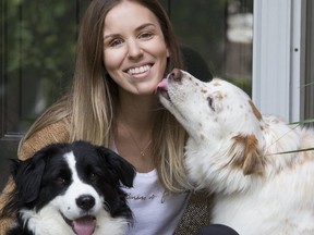 Toronto photographer Michelle Liane with her dogs, Jax & Sadie. She has rare disease called Morphea. (Stan Behal, Toronto Sun)
