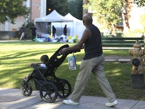 The Toronto Overdose Prevention Society's safe- injection site at the Dunn Ave. Parkette just south of Queen St. W. (Jack Boland/Toronto Sun)