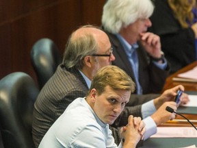 From front: Councillors Joe Cressy, Joe Mihevc and John Filion at Thursday's emergency meeting. (Ernest Doroszuk, Toronto Sun)