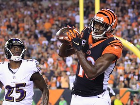 Cincinnati Bengals WR A.J. Green is coming off a three-TD performance last week. (GETTY IMAGES)