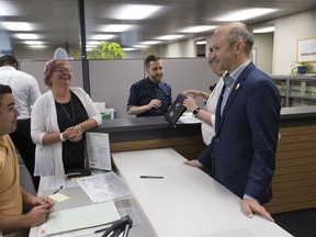 Mike Layton registers to run Thursday in the upcoming 25-seat municipal election in Toronto (Craig Robertson/Toronto Sun)