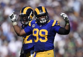 Los Angeles Rams defensive tackle Aaron Donald is back with the club after a holdout. AP PHOTO