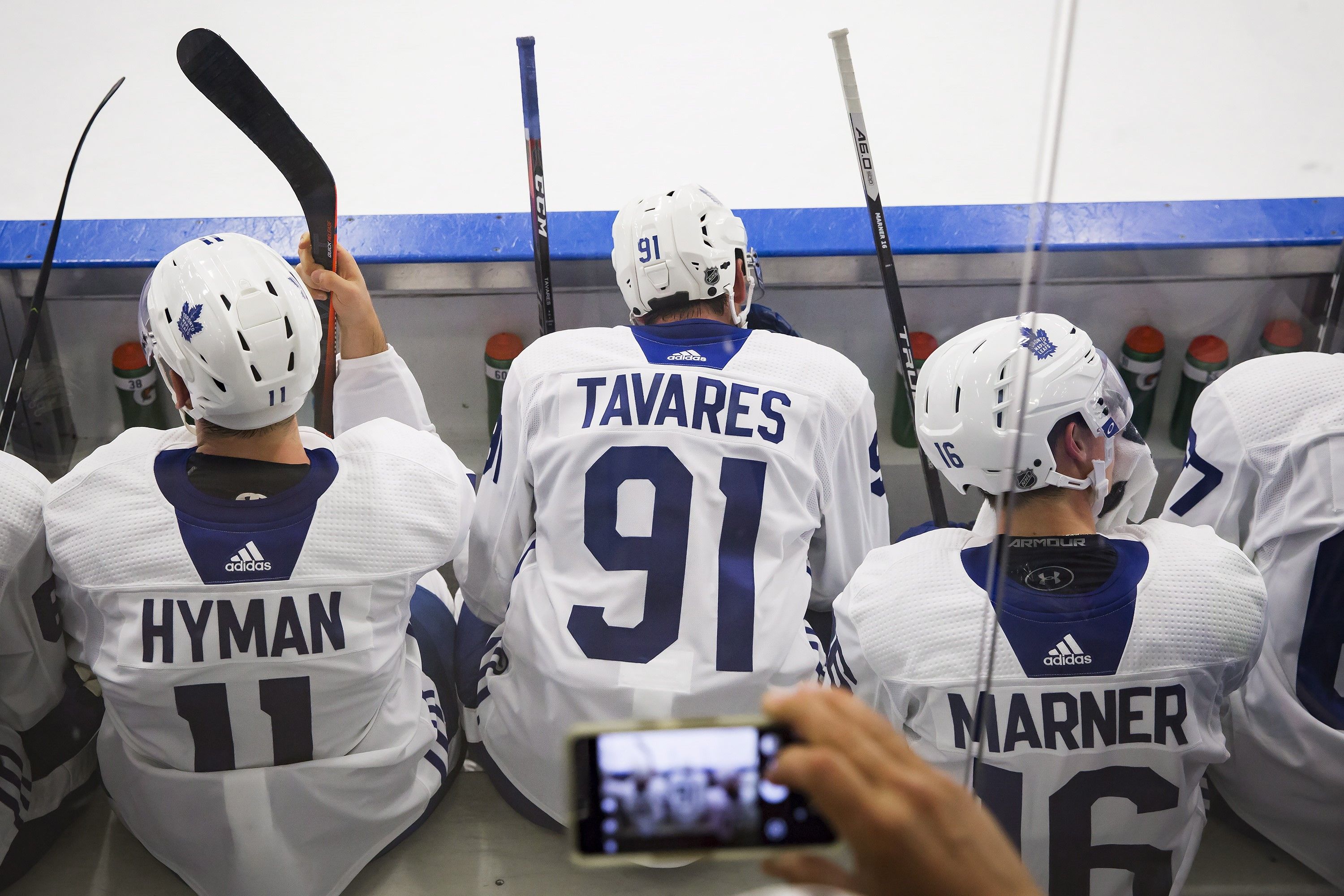 New Blue Adidas Toronto Maple Leafs Player Tee's Matthews & Marner
