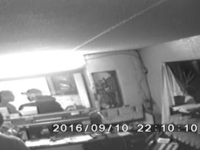 A frame grab from security video shows the altercation between Steven Cseko and Rachard Holder on Sept. 10, 2016 at a Toronto motel.