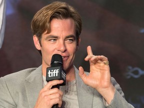 Actor Chris Pine attends a press conference to promote the movie "Outlaw King" during the 2018 Toronto International Film Festival in Toronto on Friday, September 7, 2018. THE CANADIAN PRESS/Fred Thornhill