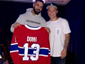 Drake posed with Hab Max Domi on Wednesday night. (TWITTER)