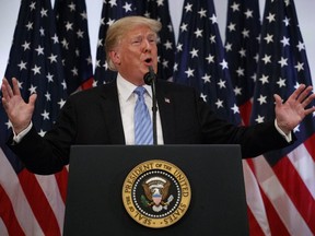 U.S. President Donald Trump speaks during a news conference at the Lotte New York Palace hotel during the United Nations General Assembly in New York, Wednesday, Sept. 26, 2018.