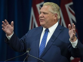 Premier Doug Ford speaks at a press conference in Toronto on Monday, September 10, 2018. (Craig Robertson/Postmedia Network )