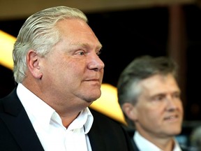 Premier Doug Ford, with Rod Phillips, Minister of the Environment, at an announcement in Toronto, Ont. on September 28, 2018. Dave Abel/Toronto Sun