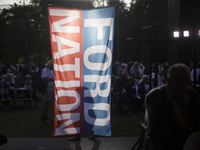 A Ford Nation banner hangs as supporters gather to hear Ontario Premier Doug Ford speak at Ford Fest in Vaughan, Ontario on Saturday September 22, 2018.